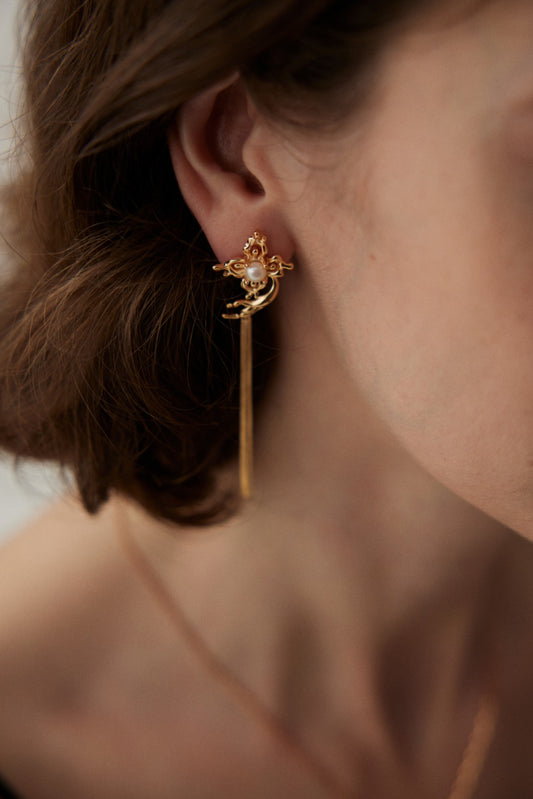 Butterfly Pearl Earrings in Sterling Silver