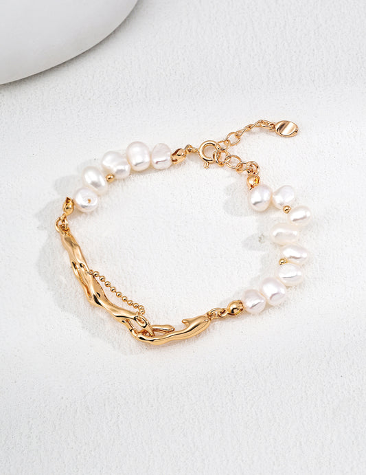 S925 Sterling Silver Vintage Natural Pearl Bracelet