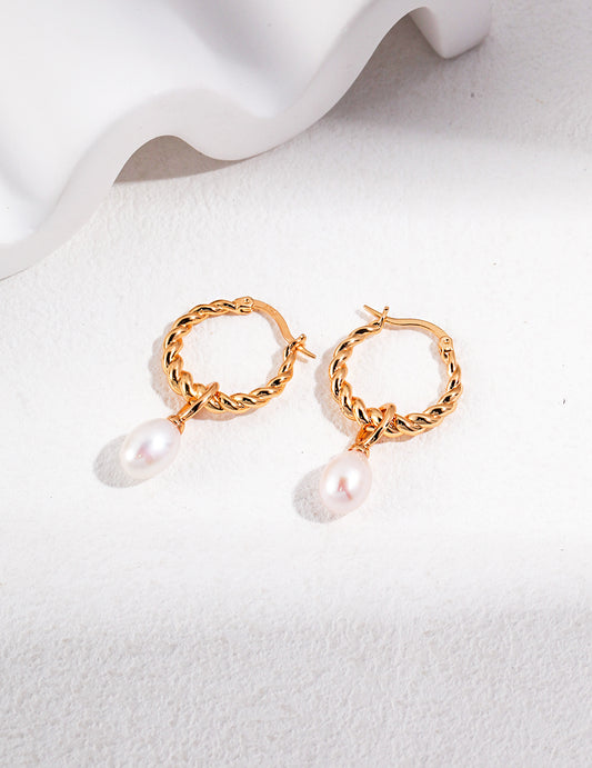 Braided Radiance Pearl Hoops