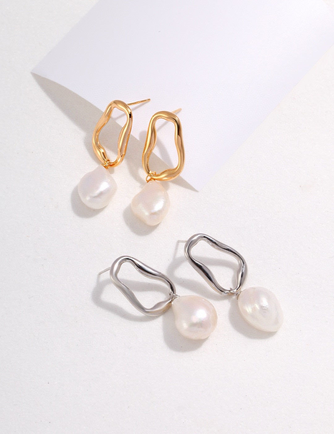 Aprielle Jewelry Baroque Pearl Drop Earrings Gold
