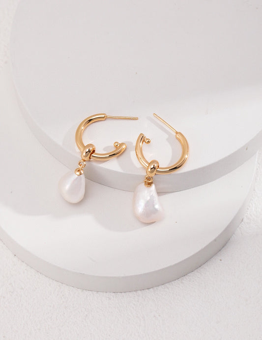 S925 Sterling Silver Pearl Dewdrop Earrings