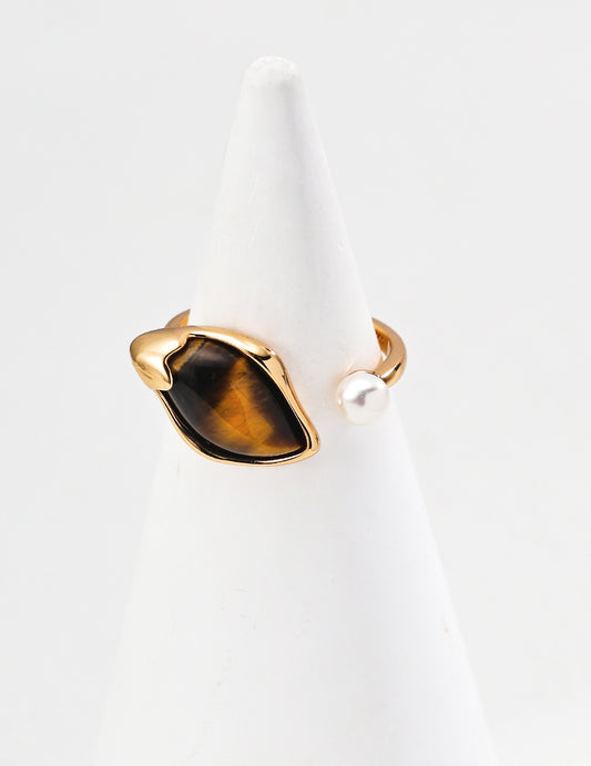 S925 Sterling Silver Tiger Eye Stone Ring