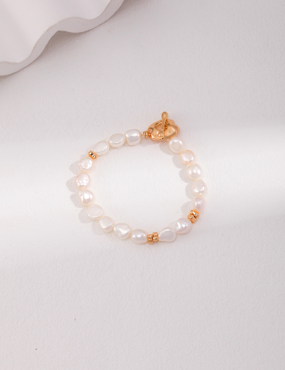 Aprielle Jewelry Sterling Silver Baroque Pearl Bracelet Gold