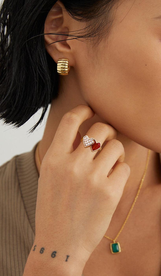 S925 Sterling Silver Enamel Drip Ring