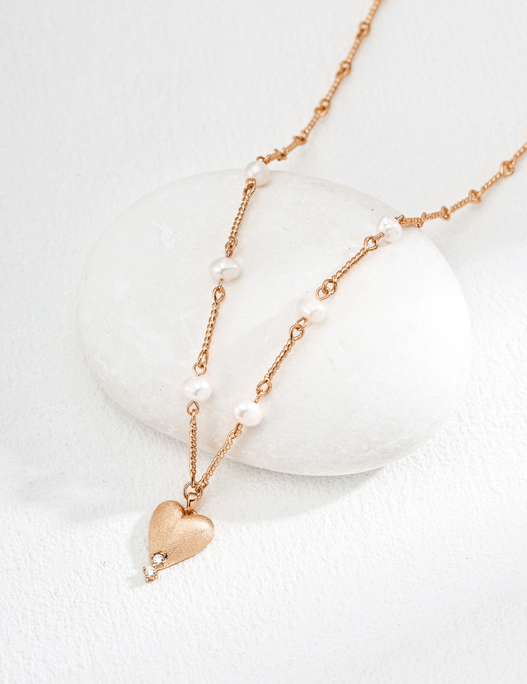 Aprielle Jewelry S925 Sterling Silver Pearl Pendant Necklace with Zircon