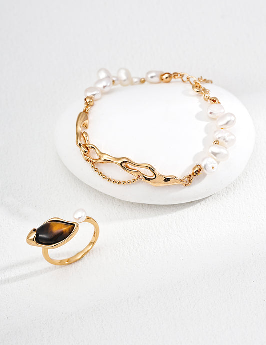 S925 Sterling Silver Vintage Natural Pearl Bracelet