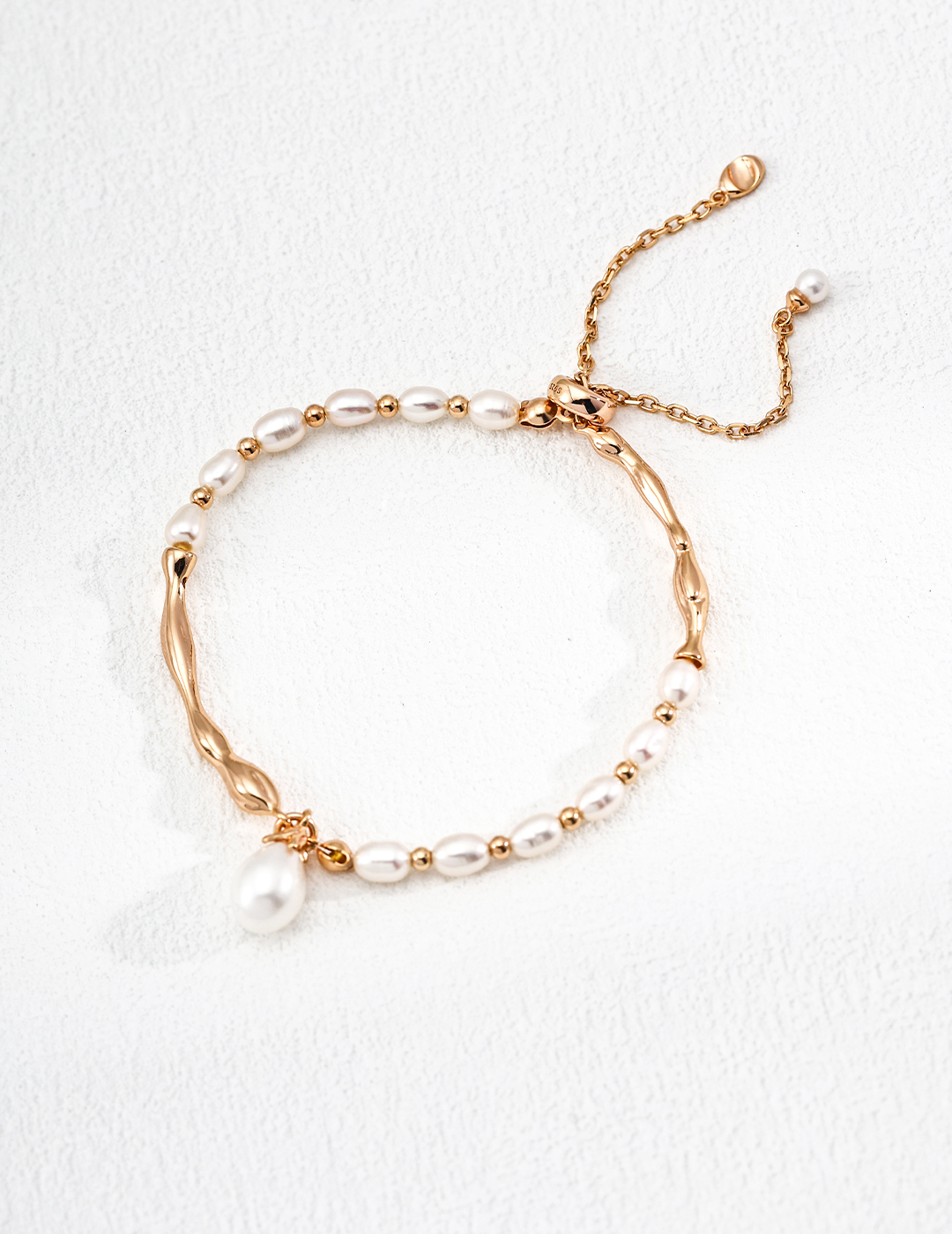 Aprielle Jewelry S925 Sterling Silver Pearl Bracelet Gold