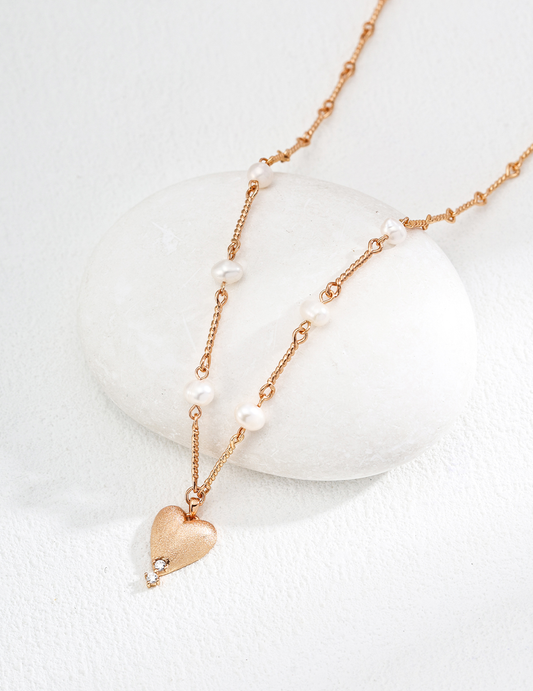 Aprielle Jewelry S925 Sterling Silver Pearl Pendant Necklace with Zircon
